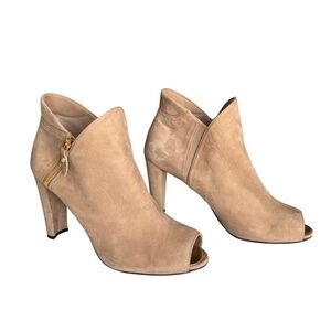 Stuart Weitzman Tan Suede "Jump" Peep-Toe Bootie Size 10